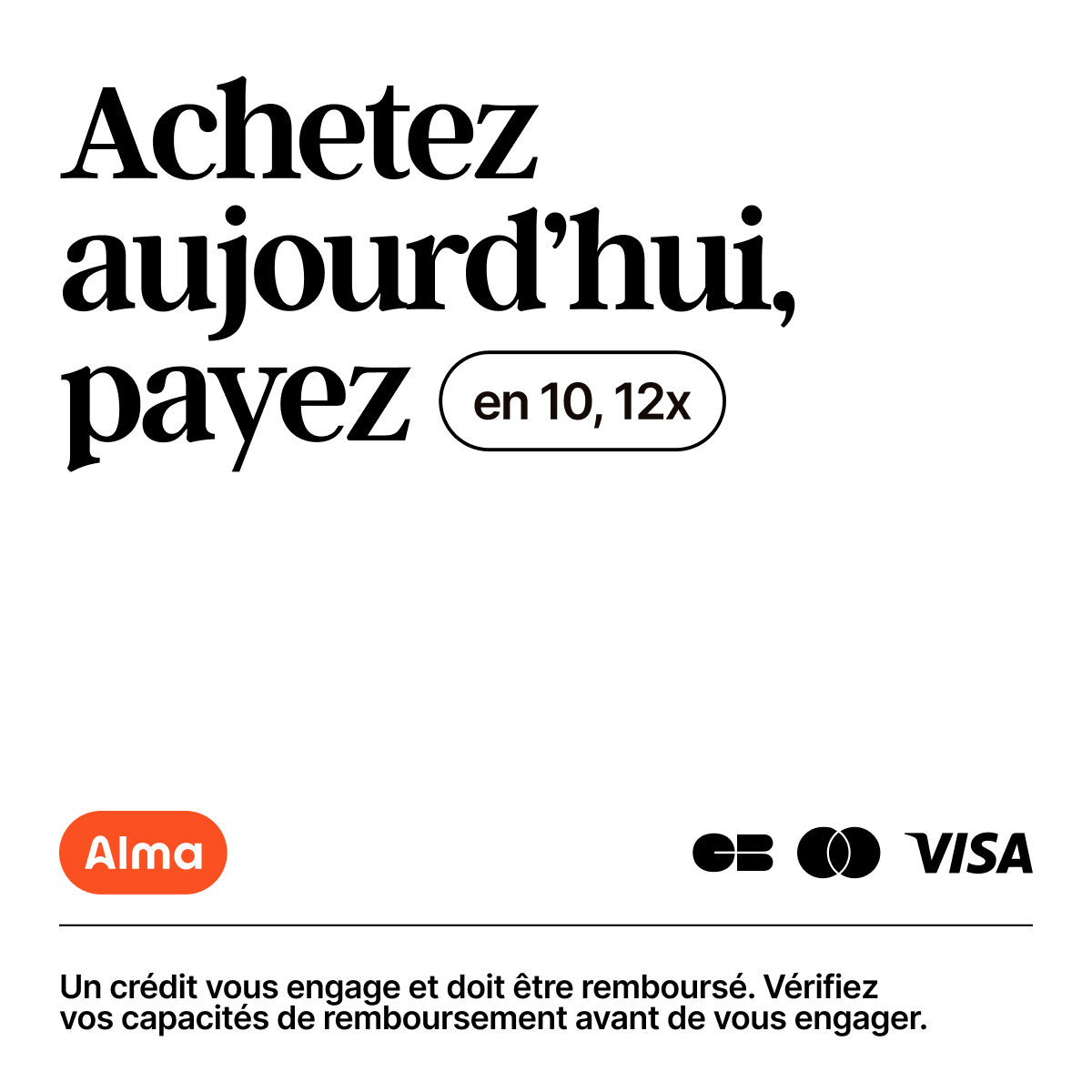 Alma - Achetez aujourd'hui, payez en 10, 12x