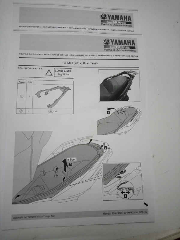 Part Motor bike Support top case YAMAHA XMAX YP125R